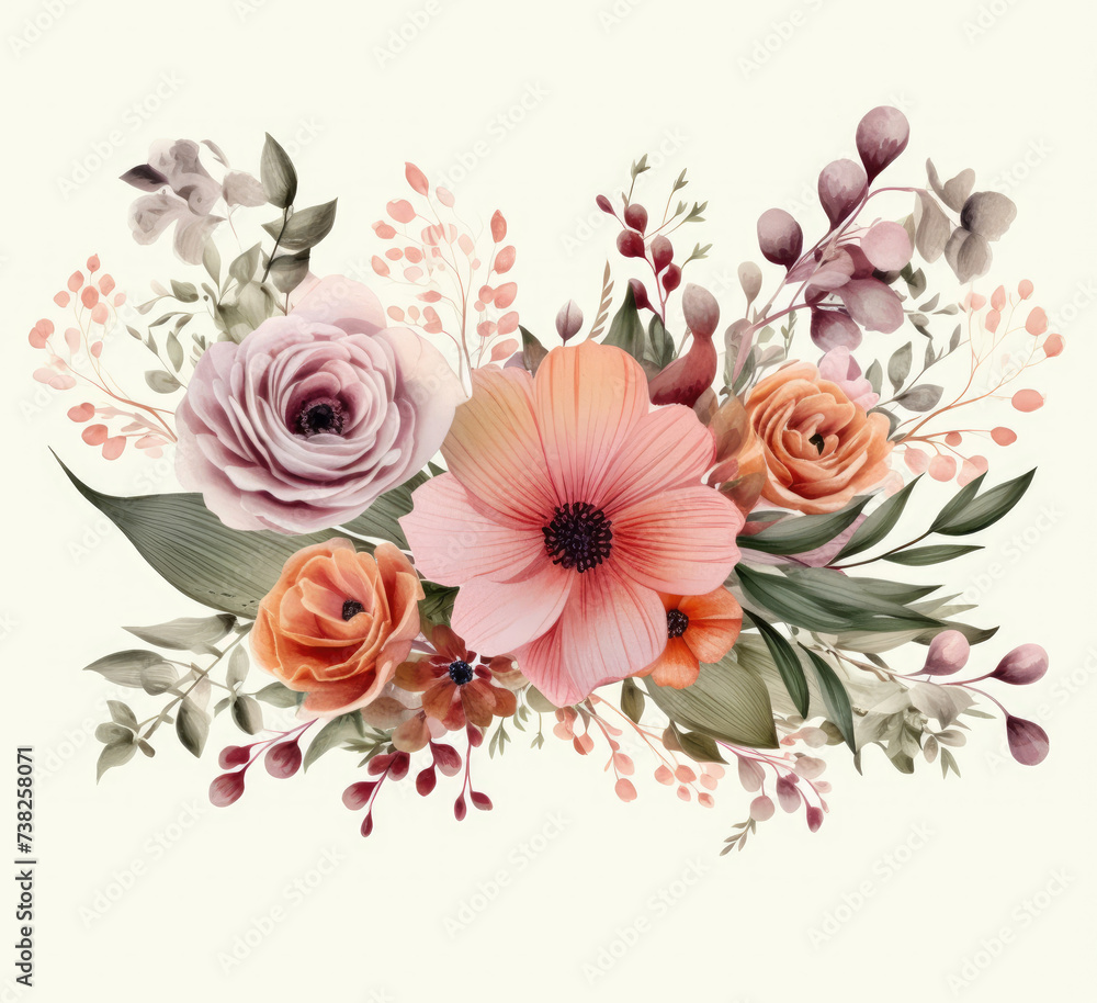 Bouquet of Flowers on White Background