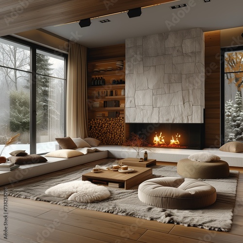 living room with fireplace