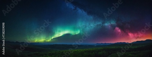 Stunning fantasy night sky wallpaper with colorful galaxy and aurora.