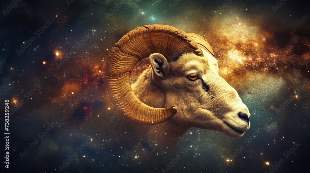 Aries zodiac sign  bold and assertive ram symbolizing courage in dominant red color scheme