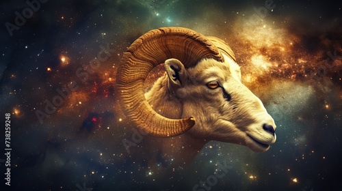 Aries zodiac sign bold and assertive ram symbolizing courage in dominant red color scheme