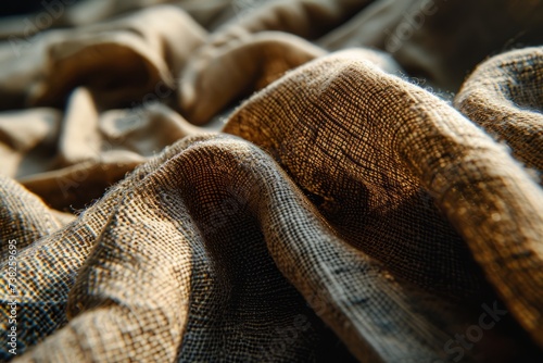 Close up traditional Irish Linen Fabric. Ireland Linen Fabric