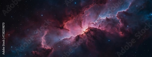 Vibrant nebula clouds in a beautiful space and cosmos background. © xKas