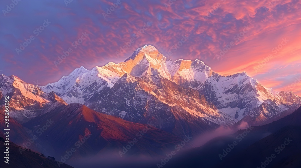 Photo scenic view of snowcapped mountains against sky,,
Captivating Sunrise over the Himalayan Mountains A  Breathtaking Moment Frozen in Time Free Photo

