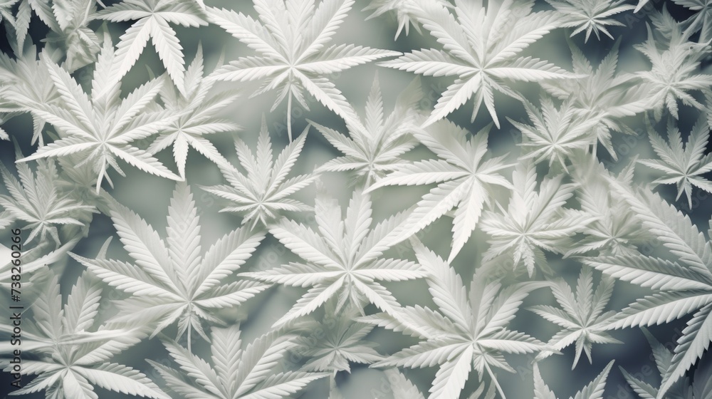 Background with White marijuana leaves