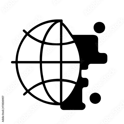 Globe icon symbolizing the world and earth, capturing the essence of global connectivity and unity 