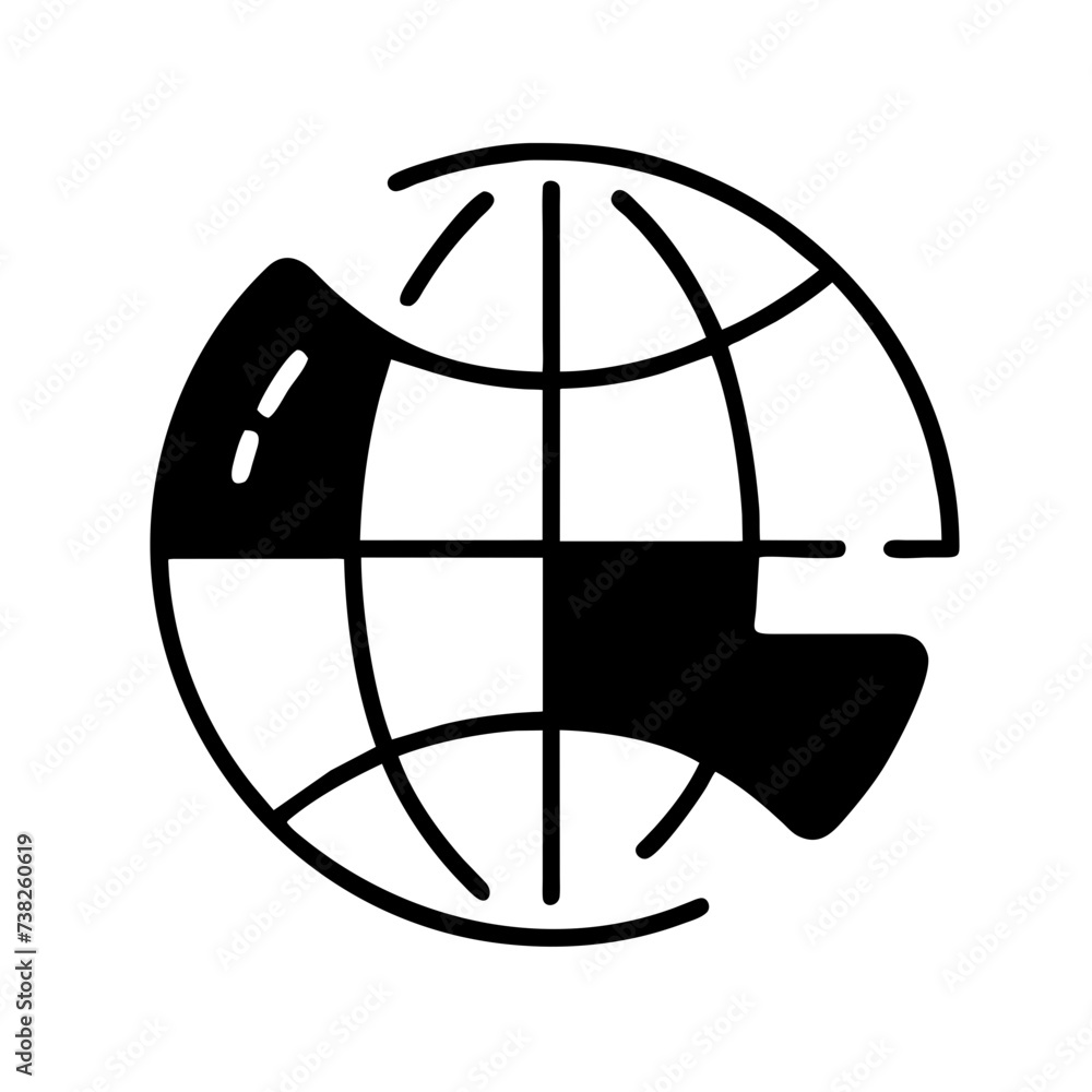 Globe icon symbolizing the world and earth, capturing the essence of global connectivity and unity 