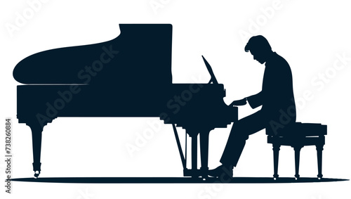 Silueta de un pianista photo