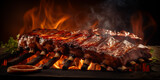Stick of meat chicken pork bar b q grilled kebab, grilled shish kebab with sizzling skewers, mouthwatering bar b q delight