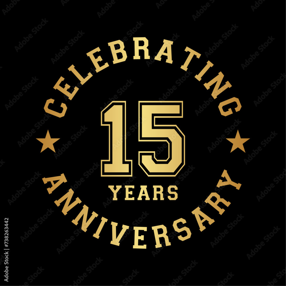 Fototapeta premium 15 years anniversary celebration design template. 15th vector and illustration.