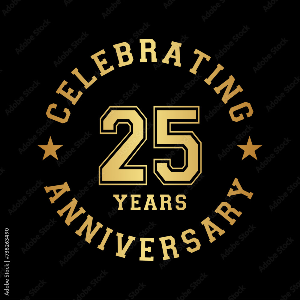 25 years anniversary celebration design template. 25th vector and illustration.