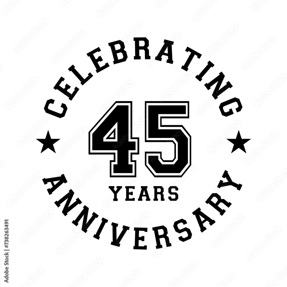 45 years anniversary celebration design template. 45th vector and illustration. 45 years anniversary celebration design template. 45th vector and illustration.
