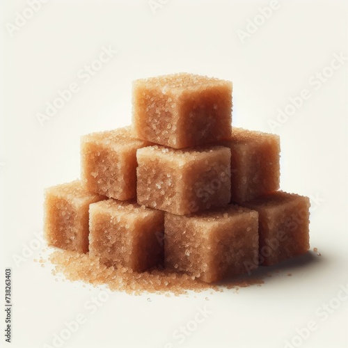 brown sugar cubes on white 