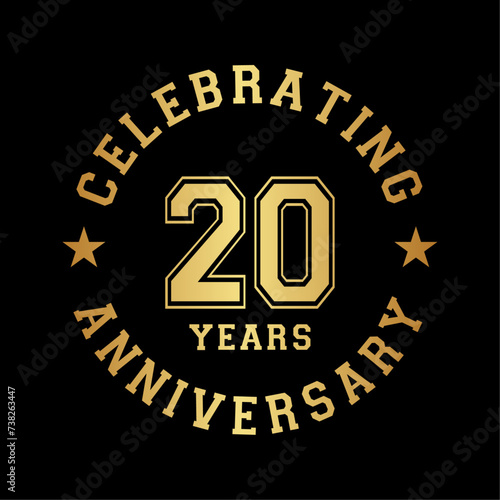 20 years anniversary celebration design template. 20th vector and illustration.