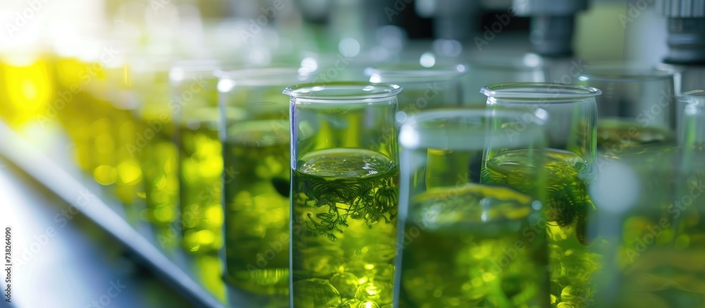 Lab researching alternative to fossil-based algae fuel in biofuel industry. Lab researching alternative to fossil-based algae fuel in biofuel industry.