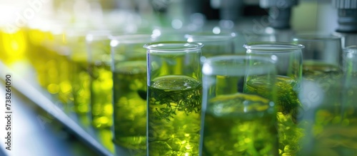 Lab researching alternative to fossil-based algae fuel in biofuel industry.