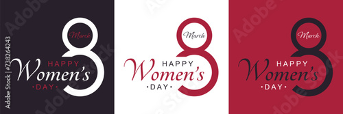 Poster or banner with Women's day. 8 March. Background for 8 march. Happy Women's day header or voucher template.