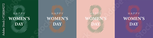 Poster or banner with Women's day. 8 March. Background for 8 march. Happy Women's day header or voucher template.
