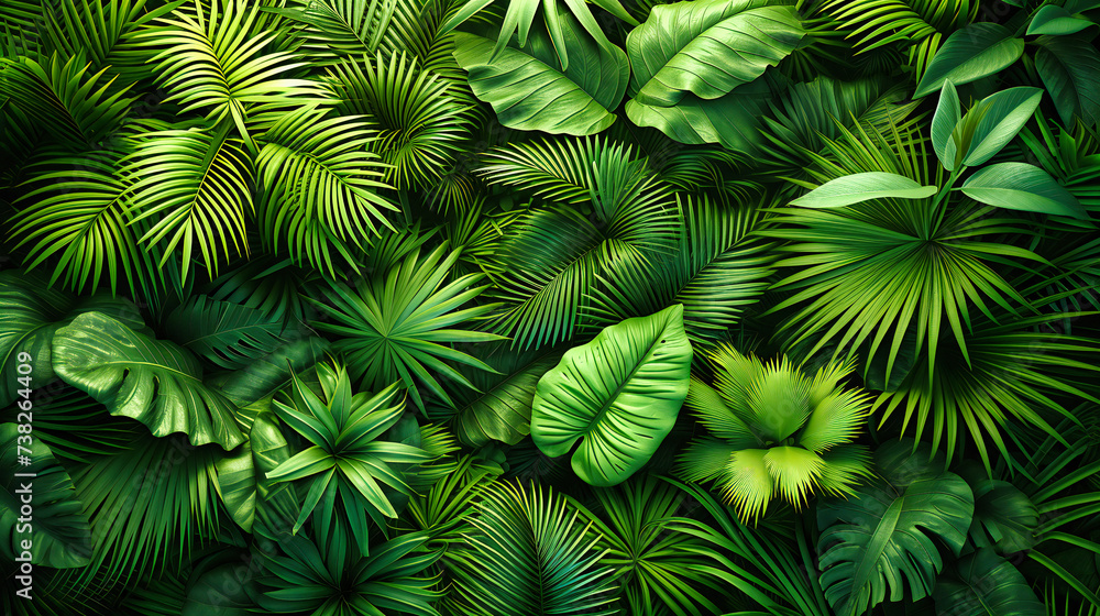 Dense Forest Foliage, Green Leaves and Ferns, Natures Texture and Pattern
