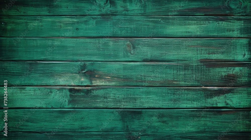 Colorful rich green background and texture of wooden boards