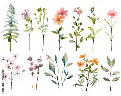 Assorted Flowers on White Background