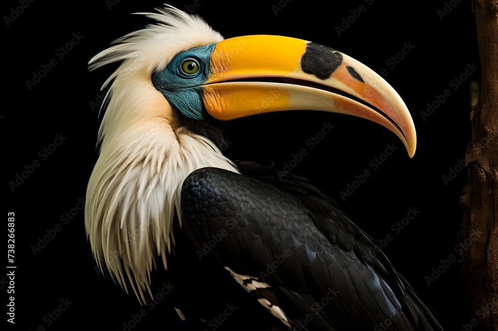 Obraz premium Grand Hornbill Perching Close-Up View