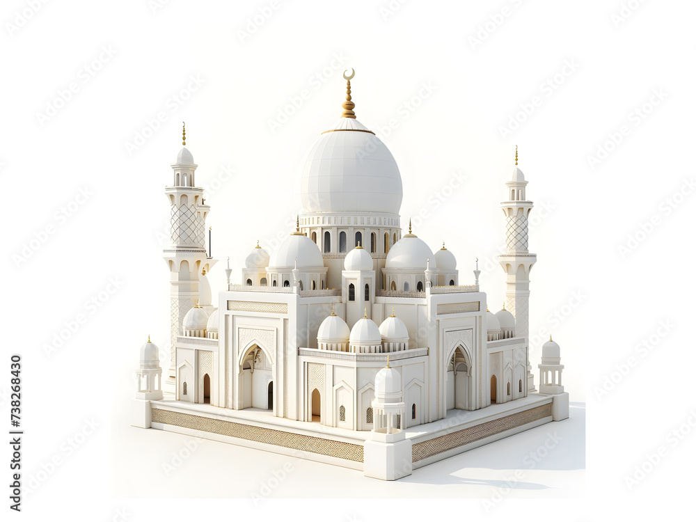Muslim mosque ( dome )in white background , ideal use as background