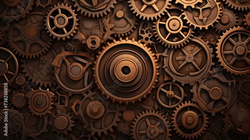Wallpaper Mural Gears Background in Bronze color Torontodigital.ca