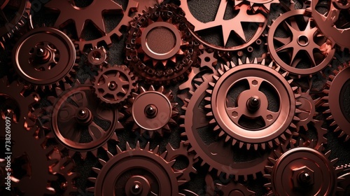 Wallpaper Mural Gears Background in Copper Crimson color Torontodigital.ca