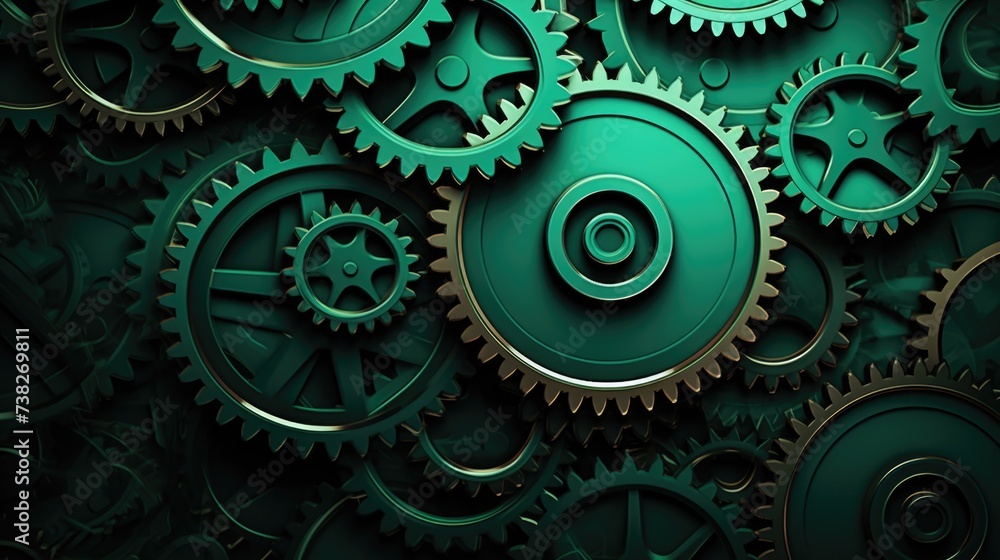 Gears Background in Emerald color. Gears Background in Emerald color.