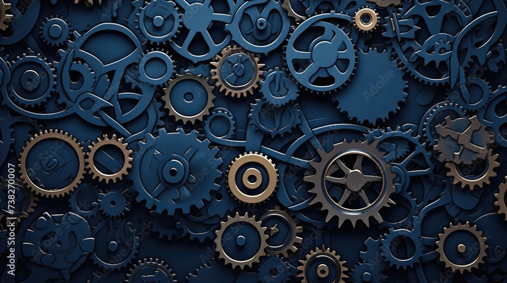 Gears Background in Indigo color Gears Background in Indigo color