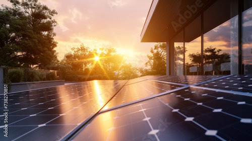 Solar panels capturing sunlight on a modern rooftop