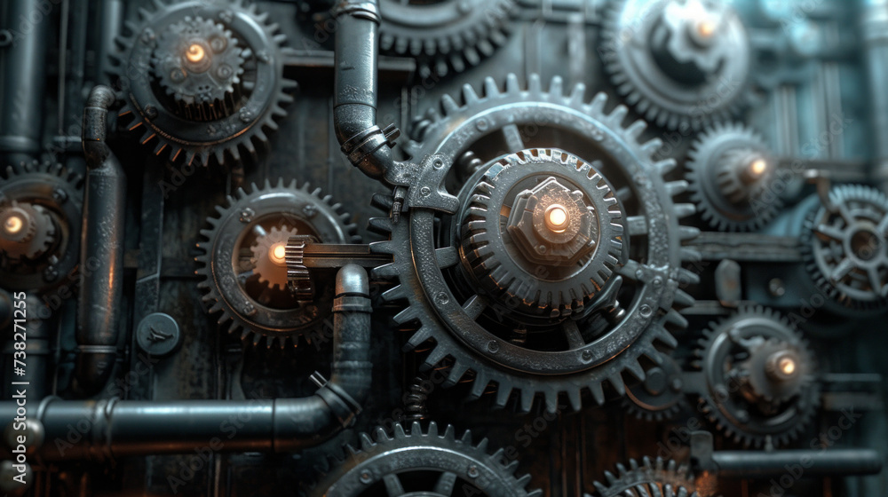 Industrial gears and cogs creating a mechanical pattern Industrial gears and cogs creating a mechanical pattern