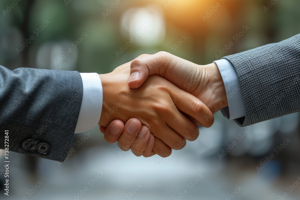 A dynamic handshake between two business leaders signifies the successful negotiation of a merger, underlining the strategic decisions involved in consolidating market forces. Generative Ai. A dynamic handshake between two business leaders signifies the successful negotiation of a merger, underlining the strategic decisions involved in consolidating market forces. Generative Ai.