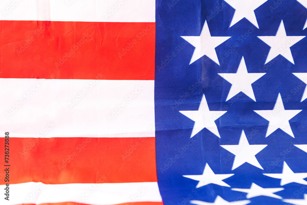 United States of America, American Flag on Fabric texture