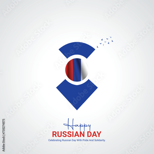 russian independence day. russian independence day creative ads design, 12 june. social media poster, vector, 3D illustration.  photo