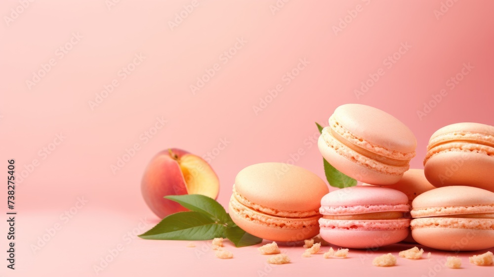 Fototapeta premium Peach Background with macarons