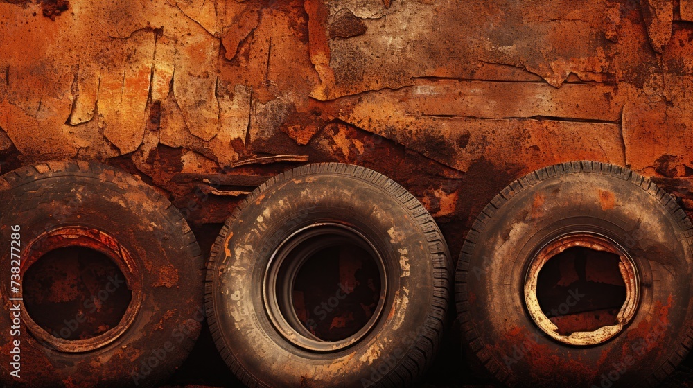 Rust background with car tires