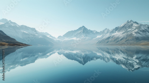 Breathtaking mountain range reflected in a crystal-clear lake © Textures & Patterns