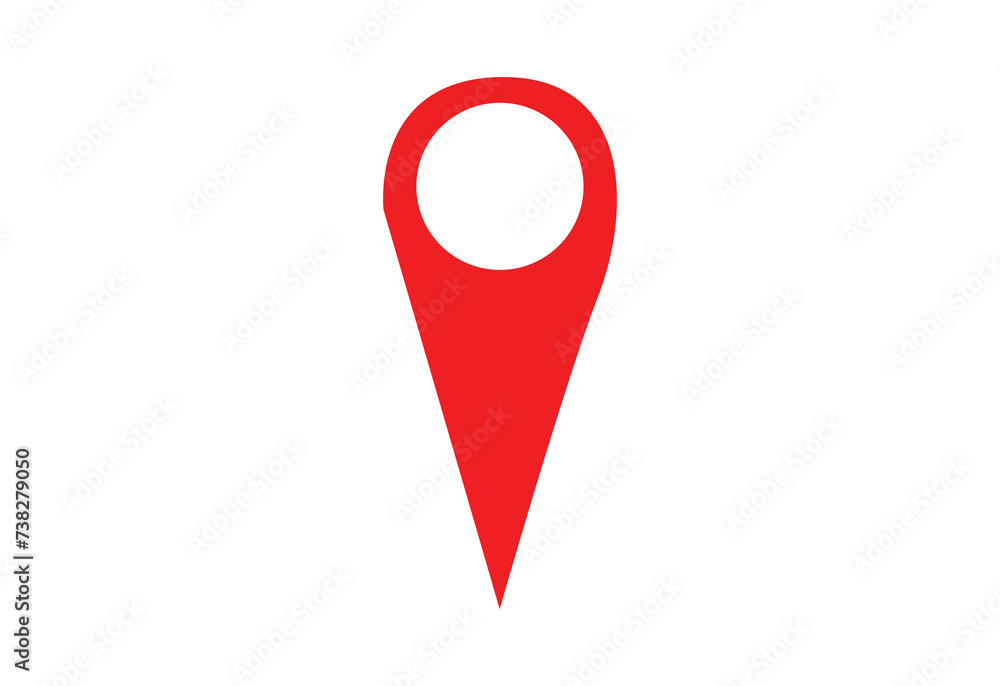 pin point icon. red map location pointer symbol isolated on white ...