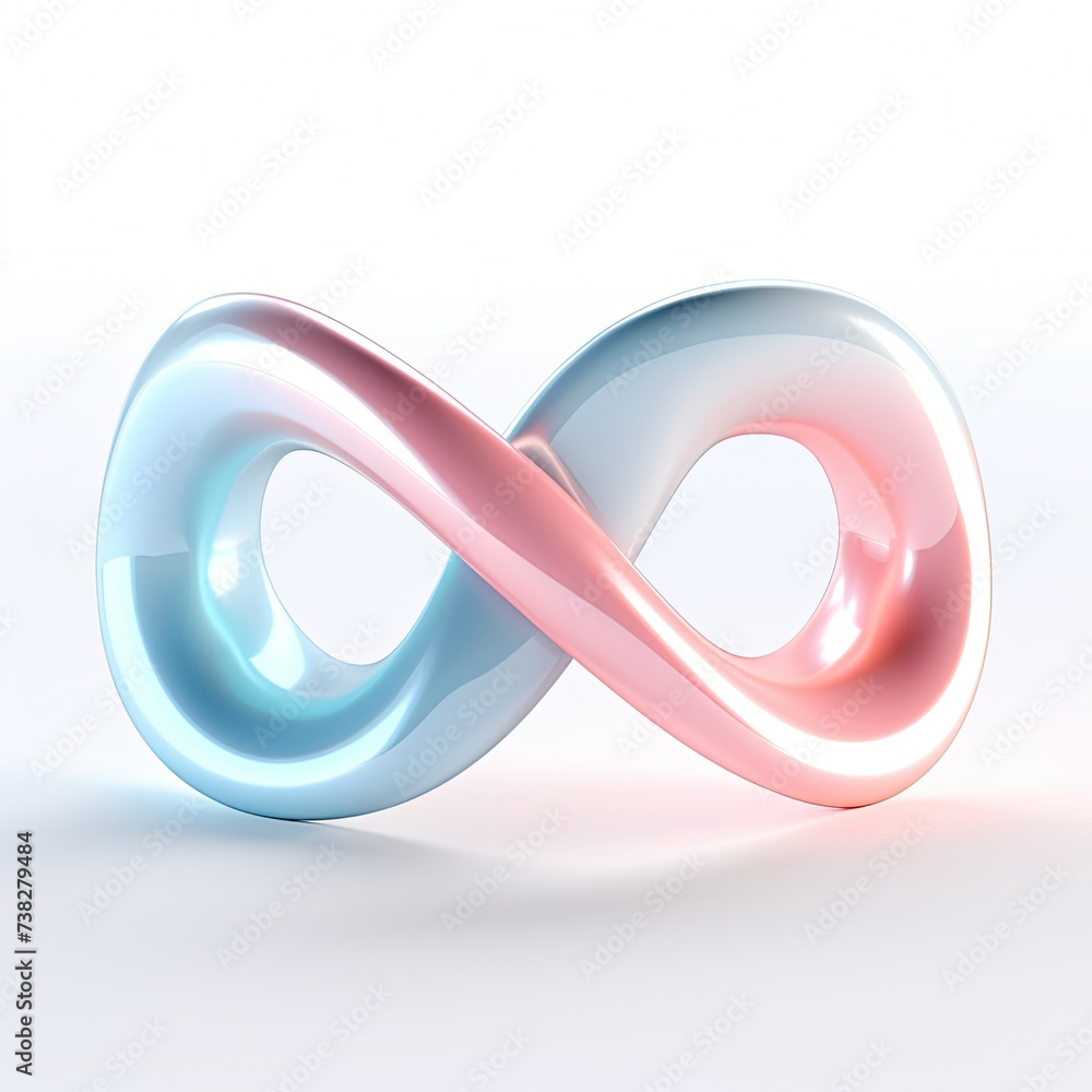 Infinity symbol in light blue and pink colors on a white background. Infinity symbol in light blue and pink colors on a white background.