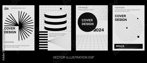 Acid digital graphic design in monochrome style, minimalist posters. Gothic elements for design. 2YK style.