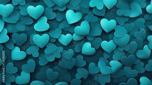 Teal Color Hearts as a background