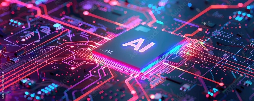 Artificial intelligence microchip with word AI stamped Artificial intelligence microchip with word AI stamped