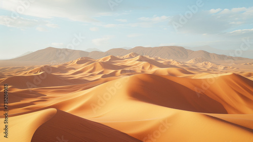 Abstract sand dunes in a vast desert landscape