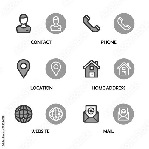 Contact and Communication Icons.Set of Communication icon. Set of Social media icon. set of contact us icons. vector illustration. Web icon set.
