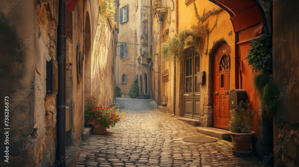 Enchanting alleyway in a historic European town