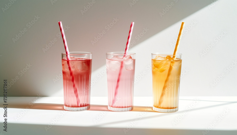 Refreshing summer cocktail on wooden table with fresh fruit garnish generated by AI Refreshing summer cocktail on wooden table with fresh fruit garnish generated by AI