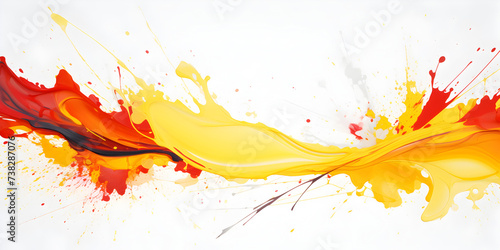 Abstract red and yellow acrylic paint splashes on white background  © TatjanaMeininger