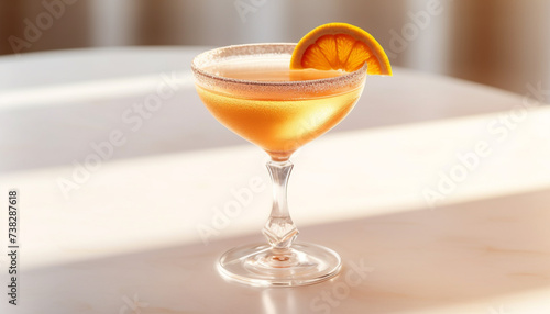 Refreshing cocktail with citrus fruit, ice, and a slice generated by AI